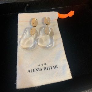 Alexis Bittar Clear Lucite Gold Earrings
